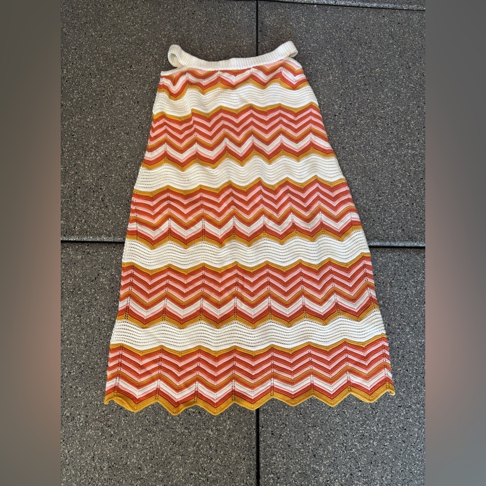 MOTHER Chevron Patterned Skirt in Red